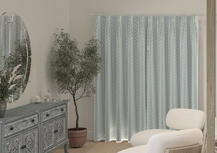 Chevron Stripe, Light Blue - Made to Measure Curtains - Image 7